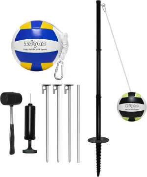 Tetherball Set with Pole, 2 Packs Tether Ball, Rope, Ball Pump & Needle, Hammer, Tetherball Set for Backyard, Families Home