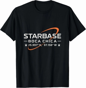 Texas Coordinates Shirt Boca Chica Starbase Minimal Science T-Shirt