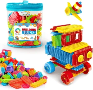 teytoy My First Baby Building Toys, 150pcs Bristle Shape 3D Building Blocks Toy Set for Kids Ages 3-8 Years Old, STEM Educational Preschool Toys