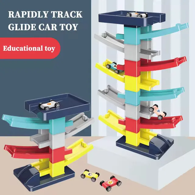 The Gliding Rail Car 8-Layer Track Building Block Toy