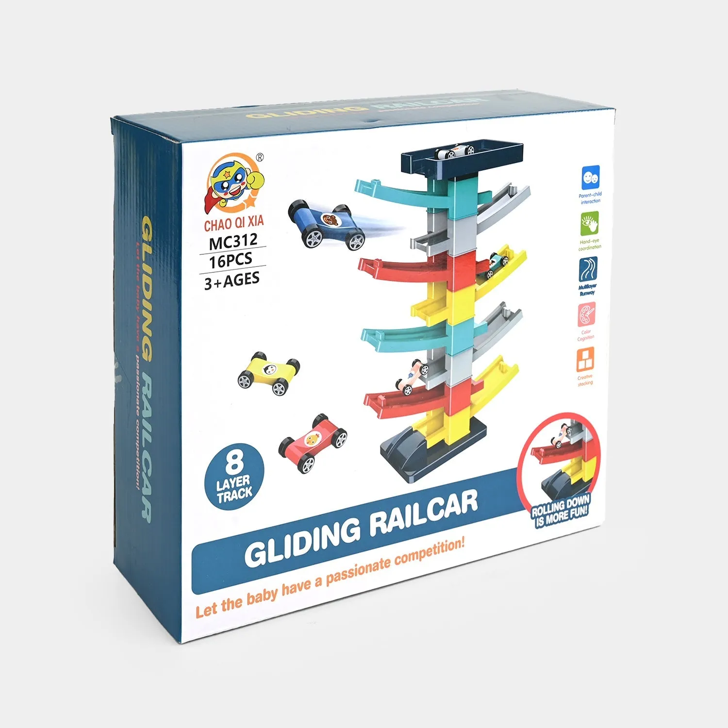 The Gliding Rail Car 8-Layer Track Building Block Toy