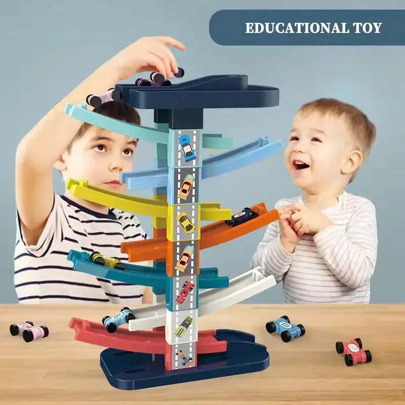 The Gliding Rail Car 8-Layer Track Building Block Toy