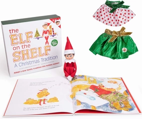 The Elf on The Shelf - Girl Elf Edition with North Pole Blue Eyed Girl Elf, Pair of Party Skirts, and Girl-Character Themed Storybook