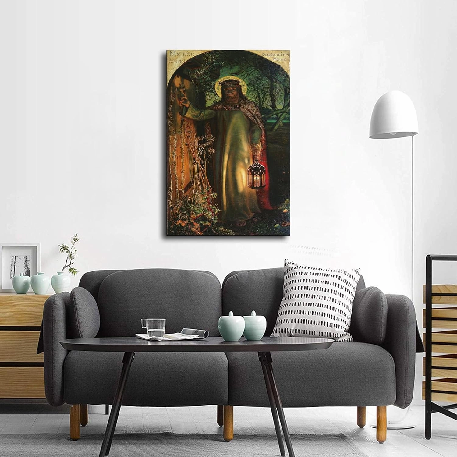The Light of The World - Jesus Knocking By William Holman Hunt Poster Wall Art Canvas Painting Posters and Prints Wall Art Pictures for Living Room Bedroom Background Wall Decor (08×12inch-Framed)