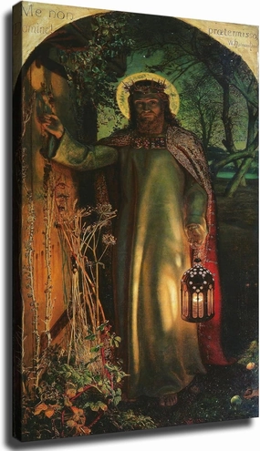 The Light of The World - Jesus Knocking By William Holman Hunt Poster Wall Art Canvas Painting Posters and Prints Wall Art Pictures for Living Room Bedroom Background Wall Decor (08×12inch-Framed)
