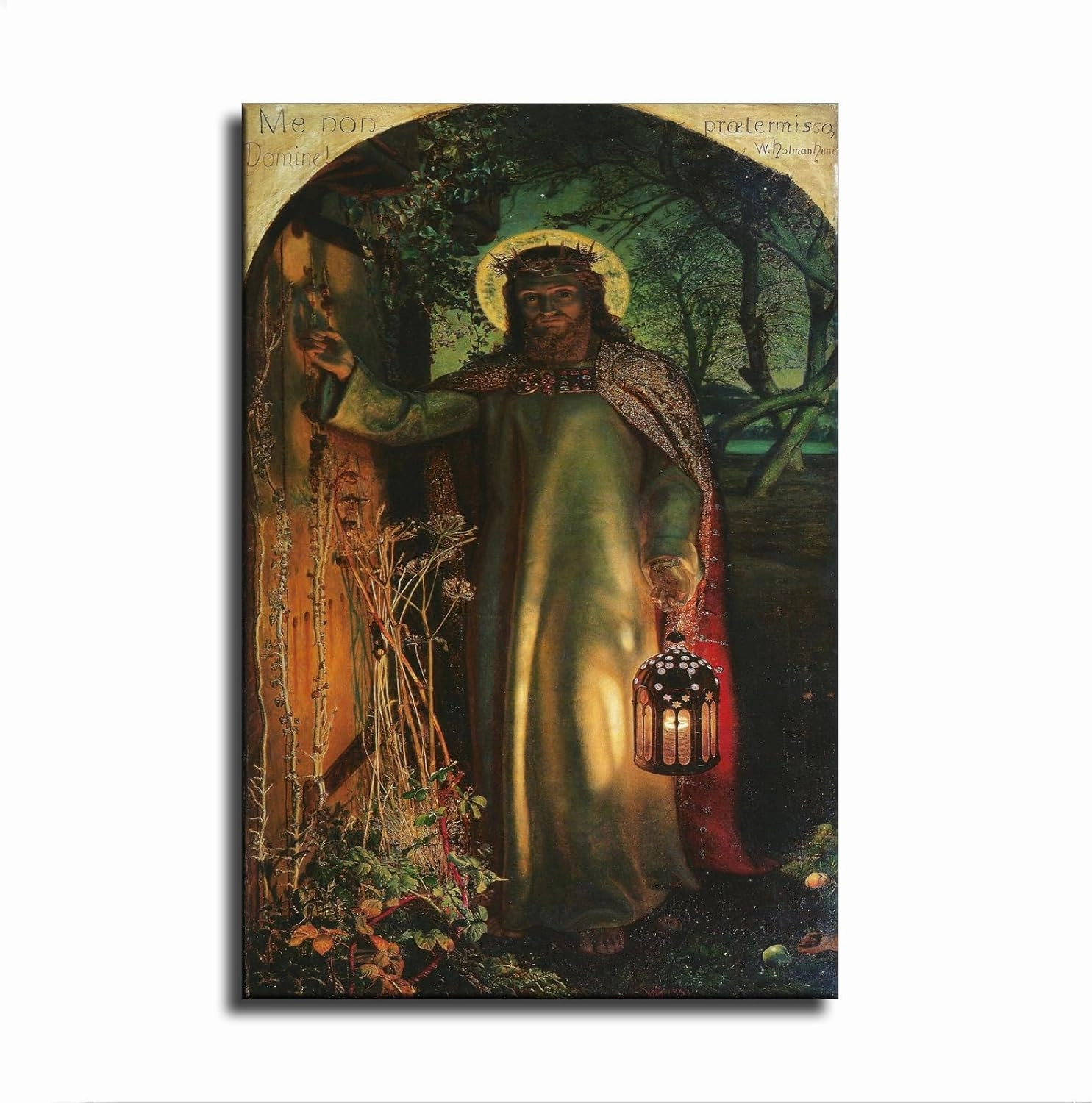 The Light of The World - Jesus Knocking By William Holman Hunt Poster Wall Art Canvas Painting Posters and Prints Wall Art Pictures for Living Room Bedroom Background Wall Decor (08×12inch-Framed)