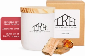 The Rustic House, Soy Candle, Bonfire - Long Burning, Non-Toxic, Wood Lid, Aesthetic Glass Jar