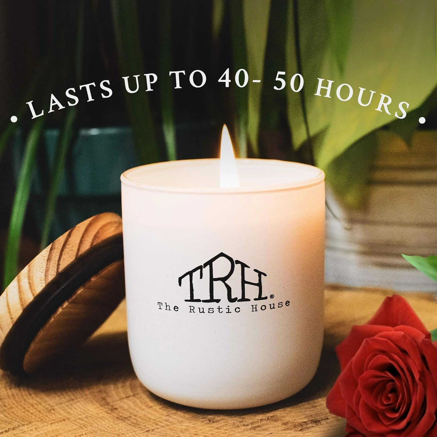 The Rustic House, Soy Candle, Bonfire - Long Burning, Non-Toxic, Wood Lid, Aesthetic Glass Jar