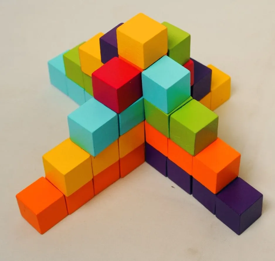 Three Dimensional Teaching Blocks Game Toy \ Rainbow Stacking Cube Puzzle – Creative Building Blocks for Kids | 80 Pcs 1-Inch