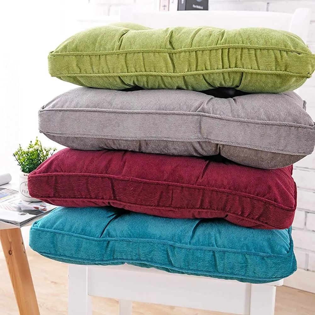 Tiita Dining Chair Seat Cushions 18x18 Inch Office Chair Pads Square Floor Pillows Pad for Outdoor Kitchen Dining Chairs with Ties Set of 4 (Green)