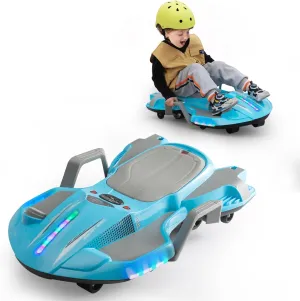 Tobbi Electric Go Kart for Ages 6 & Up with 18v 4.5AH Rechargeable Battery, 360°Spinnteractive, LED Lights, USB/MP3, Silent Motor, Ride On Car, 110 LBS, Blue