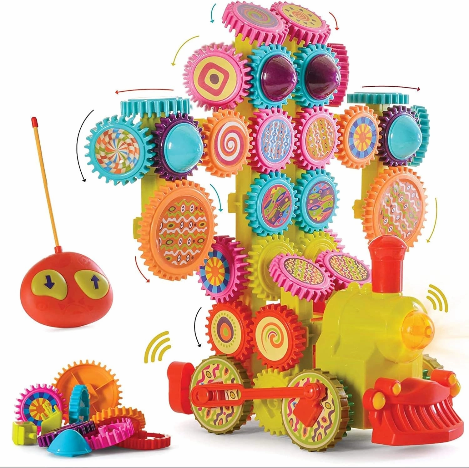 Top Race Remote Control Moving Gear Train Stem Building Toy with Lights and Sound Gift Toys for Boys 4,5,6,7,8 Year Olds | Kids Stem Building Blocks Toy (98 Pieces)