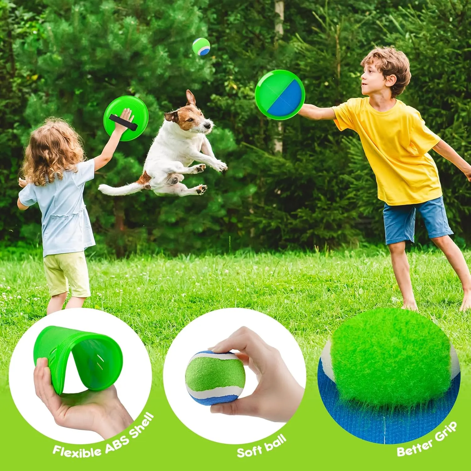 Toss and Catch Ball Set for Toddlers, Kids and Adults - 4 Pack - Kids Toys Outdoor Indoor - Sturdy & Water-Resistant, Great Game for Beach, Pool and Yard - Classic Gift for Boys Girls