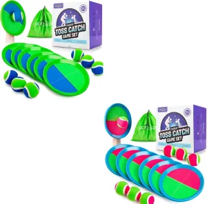 Toss and Catch Ball Set - Indoor Outdoor Toys for Kids Games - Outside Yard Pool Beach Toys for 3 4 5 6 7 8  Years Old Boys Girls - Birthday Gift Easter Basket Stuffers - 6 Pack Green/Pink
