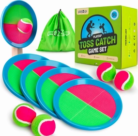 Toss and Catch Ball Set 4 Pack - Beach Toys Pool Toys Outdoor Games for Family Toddlers Kids Adults - Outside Yard Games- Classic Birthday Gift for 3 4 5 6 7 8 9 10 11 12  Years Old Boys Girls