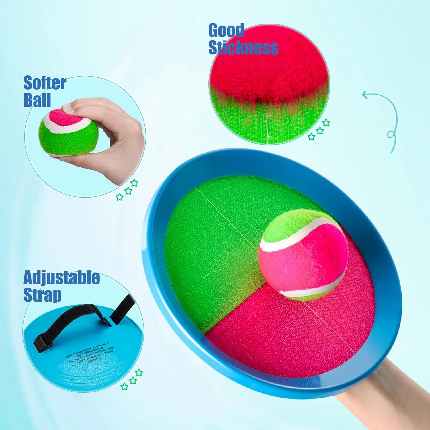 Toss and Catch Ball Set 4 Pack - Beach Toys Pool Toys Outdoor Games for Family Toddlers Kids Adults - Outside Yard Games- Classic Birthday Gift for 3 4 5 6 7 8 9 10 11 12  Years Old Boys Girls