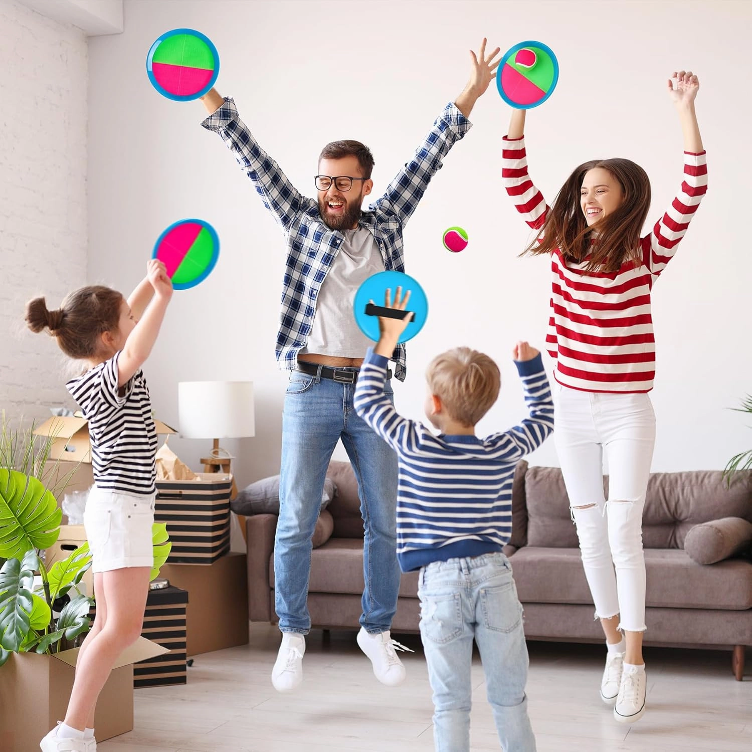 Toss and Catch Ball Set for Toddlers, Kids and Adults - 4 Pack - Kids Toys Outdoor Indoor - Sturdy & Water-Resistant, Great Game for Beach, Pool and Yard - Classic Gift for Boys Girls