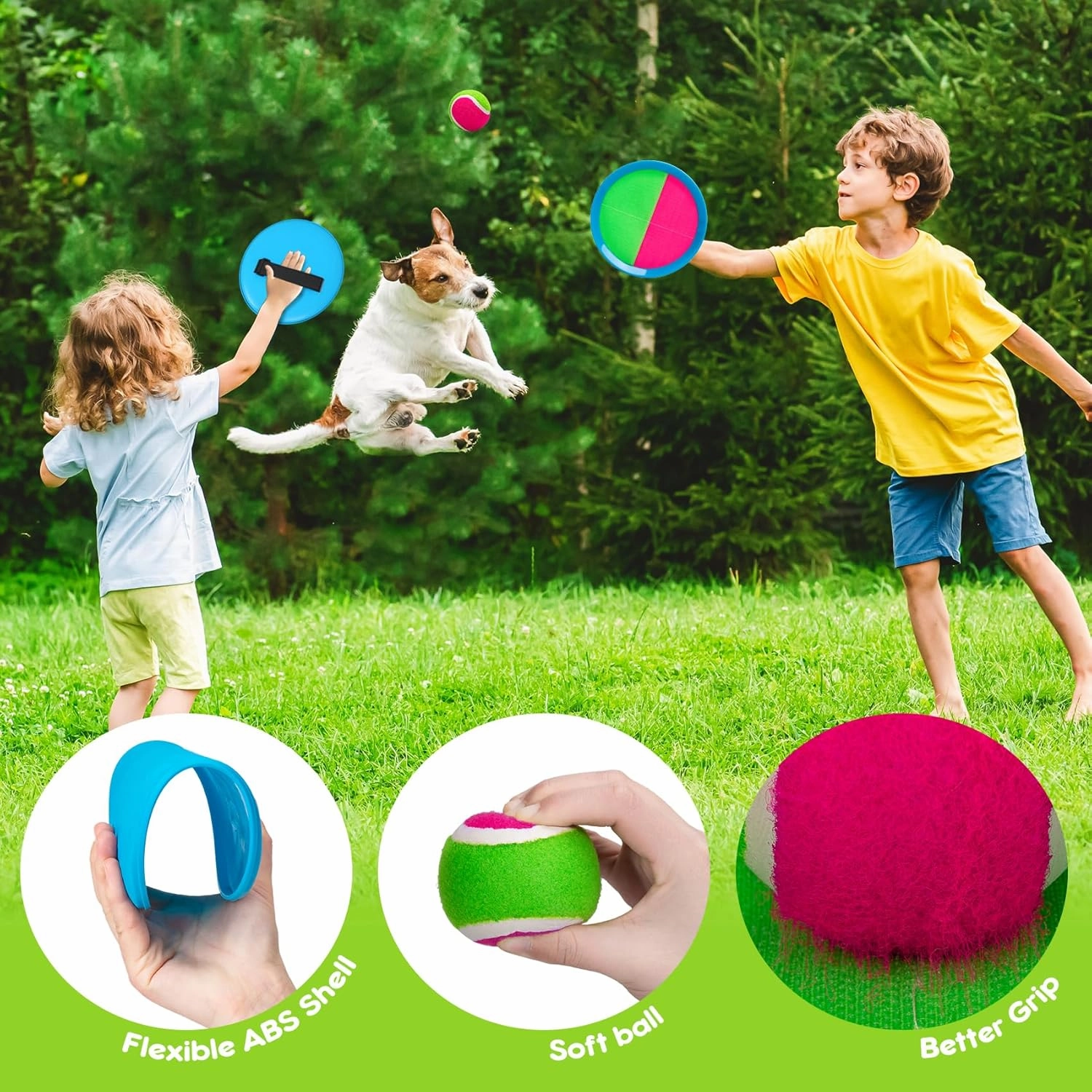 Toss and Catch Ball Set for Toddlers, Kids and Adults - 4 Pack - Kids Toys Outdoor Indoor - Sturdy & Water-Resistant, Great Game for Beach, Pool and Yard - Classic Gift for Boys Girls