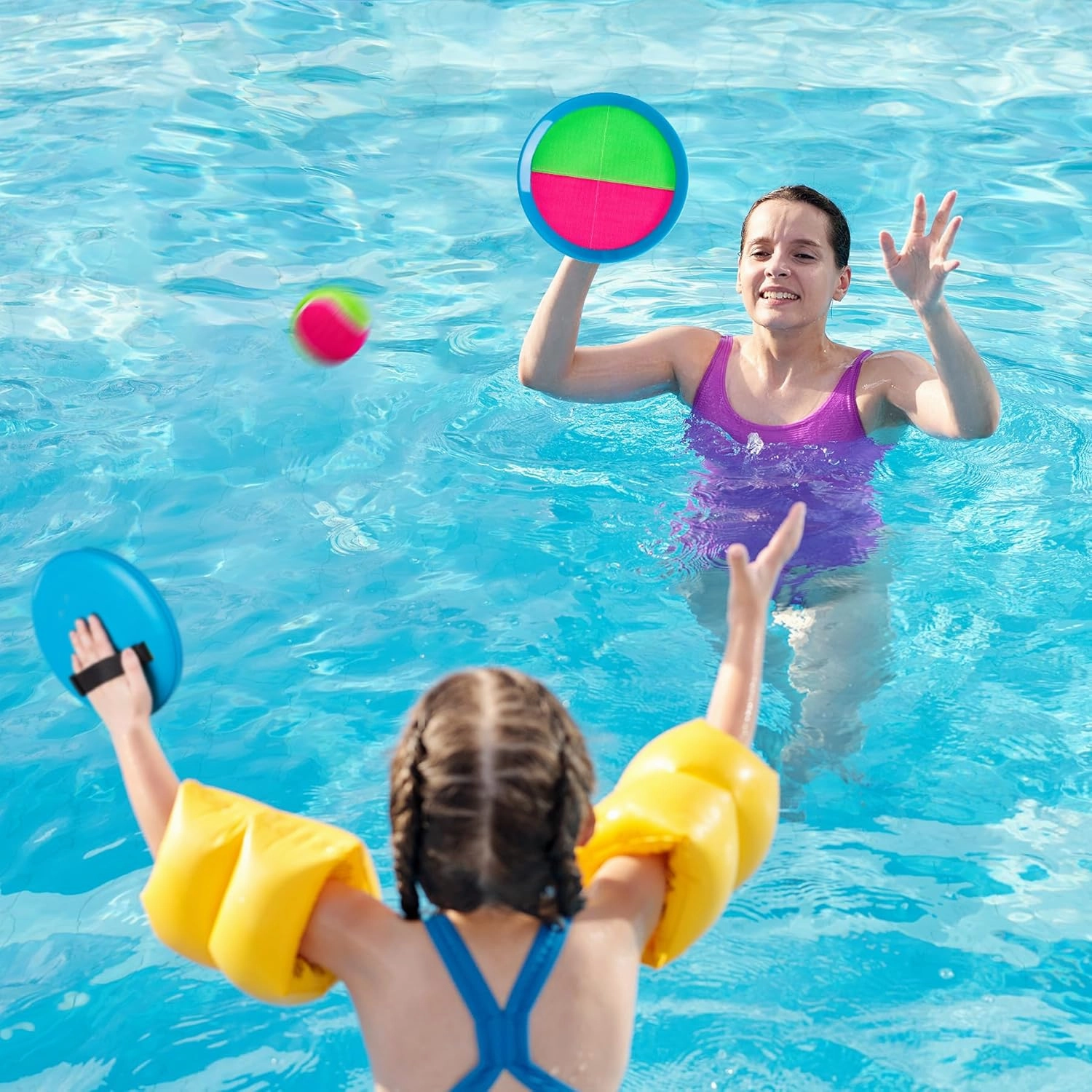 Toss and Catch Ball Set for Toddlers, Kids and Adults - 4 Pack - Kids Toys Outdoor Indoor - Sturdy & Water-Resistant, Great Game for Beach, Pool and Yard - Classic Gift for Boys Girls
