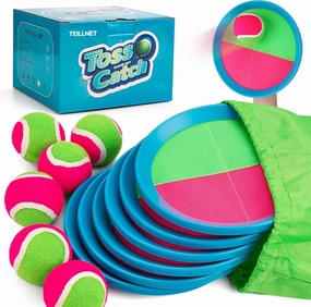 Toss and Catch Ball Set for Toddlers, Kids and Adults - 6 Pack - Kids Toys Outdoor Indoor - Sturdy & Water-Resistant, Great Game for Beach, Pool and Yard - Classic Gift for Boys Girls