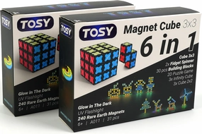 TOSY Magnet Cube 3x3 - 30 Blocks, 7in1 Toy: Puzzle Cube Game, Creative Building Blocks, Transformable Fidget Spinner, Infinity Cube, 2-Pack