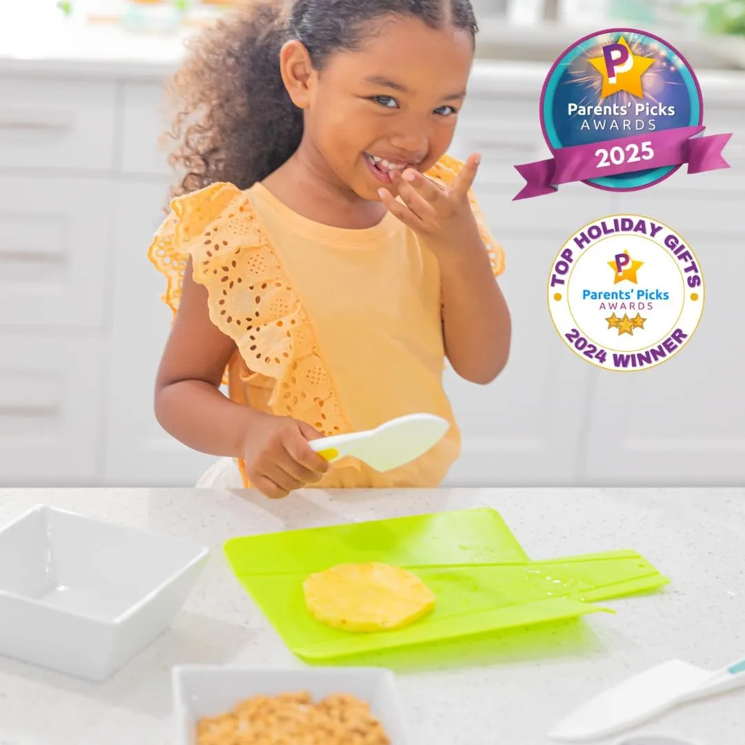 TOVLA JR. Toddler Montessori Kitchen Knife and Cutting Board Set – Safe, Kid-Sized Tools for Real Cooking – Ages 3  Life Skills and Hands-On Prep
