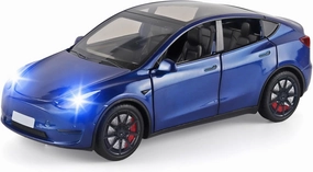 Toy Cars Y 1/24 Zinc Alloy Diecast Metal Model Car, Pull Back Toy Model with Light and Music, Suitable for Children Aged 3 and Above as Gifts(Blue)