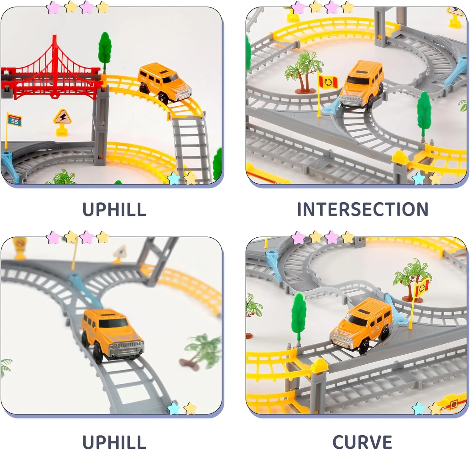 Toys Race Car Track -Racetrack with Light, Flex Tracks Toys Set, Best Birthday Favor Gift for Boys & Girls 3 4 5 6 7 8 Year Old Kids, Construction Road Track Toddler Toys