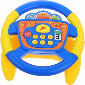 Toyvian Steering Wheel for Car Backseat Rotation Steering Wheel with Car Sound Effects for Portable Interactive Driving Simulation for Strollers and