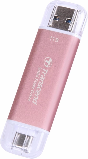 Transcend 1TB External SSD, Up to 1,050MB/s, USB 3.2 Gen 2 Portable SSD, 2-in-1 Type C &Type A, USB Hard Drive for Steam Deck, ROG Ally, MSI Claw, Windows&Mac, iPhone&iPad, Android, PS5&Xbox, Smart TV