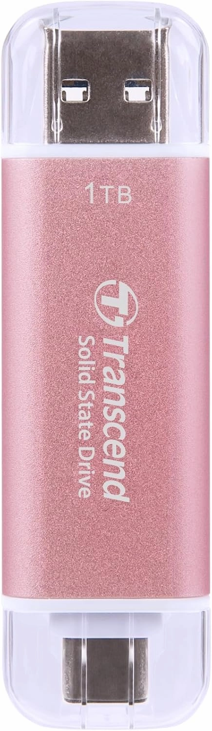Transcend 1TB External SSD, Up to 1,050MB/s, USB 3.2 Gen 2 Portable SSD, 2-in-1 Type C &Type A, USB Hard Drive for Steam Deck, ROG Ally, MSI Claw, Windows&Mac, iPhone&iPad, Android, PS5&Xbox, Smart TV