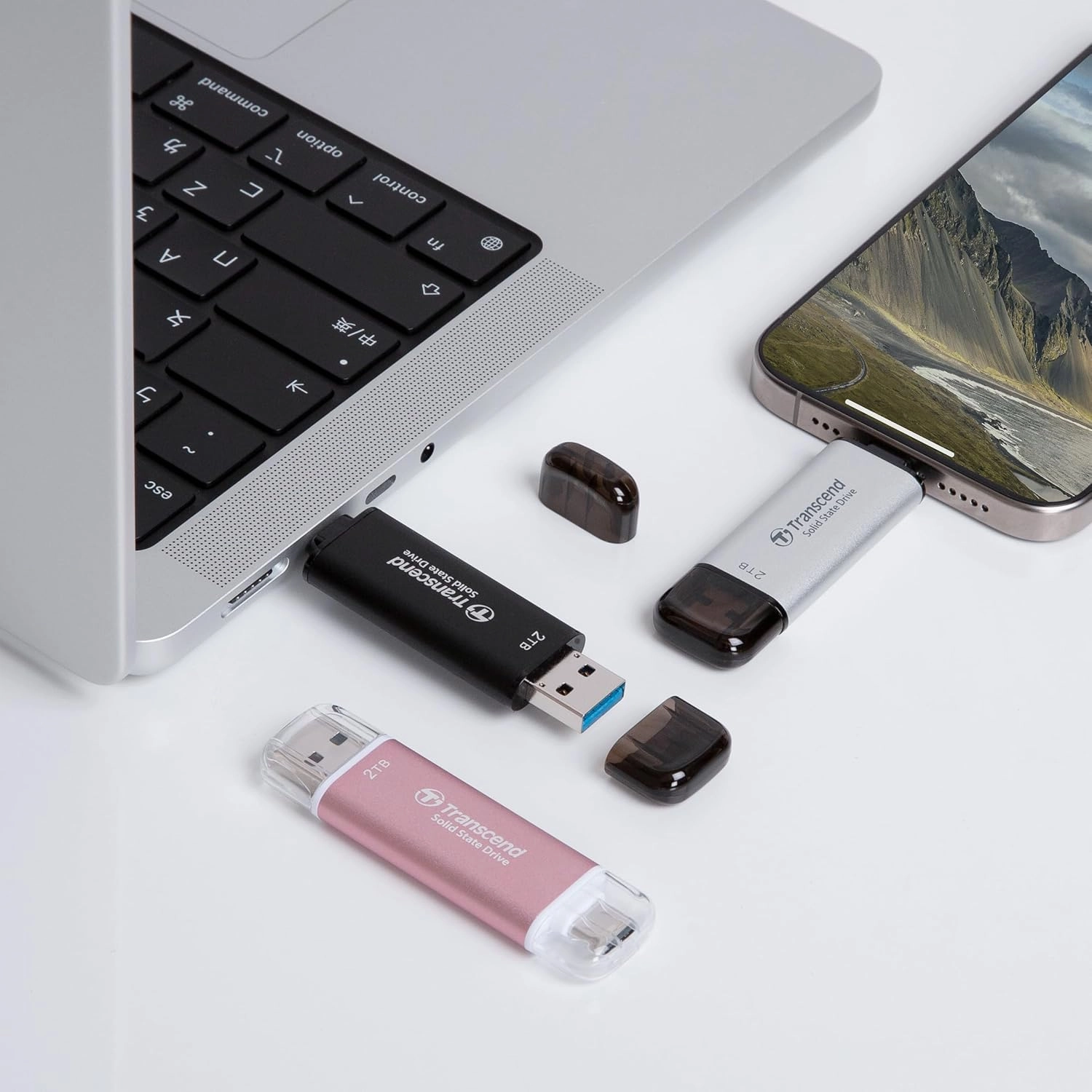 Transcend 256GB USB C External SSD, Up to 1,050MB/s, USB 3.2 Gen 2 Flash Drive, 2-in-1 Memory Stick Type C &Type A, Thumb Drive Photo Stick for Windows, Mac, iPhone, iPad, Android, Tablet&PC, Smart TV