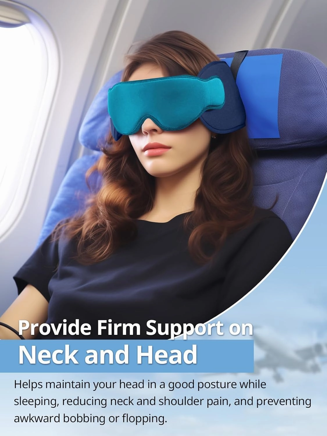Travel Pillows for Airplanes, FSA HSA Eligible Approved Travel Accessories for Long Flight, Car Travel Pillow for Kids, Eye Mask for Sleeping Airplane, Dark Grey