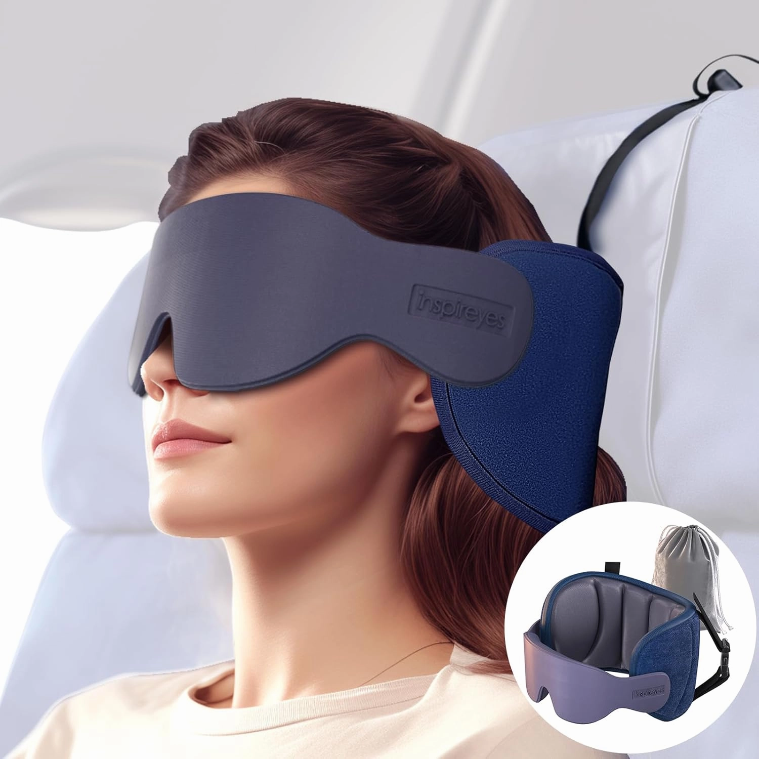 Travel Pillows for Airplanes, FSA HSA Eligible Approved Travel Accessories for Long Flight, Car Travel Pillow for Kids, Eye Mask for Sleeping Airplane, Dark Grey