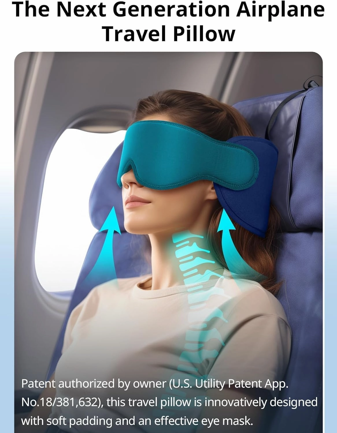 Travel Pillows for Airplanes, FSA HSA Eligible Approved Travel Accessories for Long Flight, Car Travel Pillow for Kids, Eye Mask for Sleeping Airplane, Texture Gray