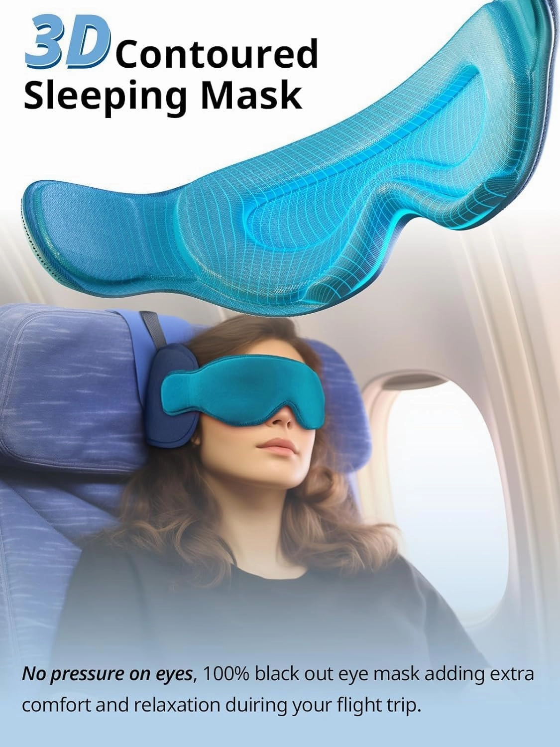 Travel Pillows for Airplanes, FSA HSA Eligible Approved Travel Accessories for Long Flight, Car Travel Pillow for Kids, Eye Mask for Sleeping Airplane, Texture Gray