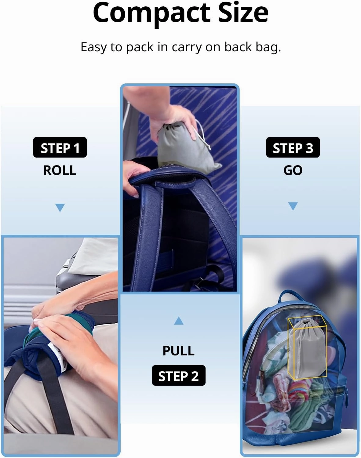Travel Pillows for Airplanes, FSA HSA Eligible Approved Travel Accessories for Long Flight, Car Travel Pillow for Kids, Flight Headrest with Eye Mask for Sleeping Airplane, Lake Blue