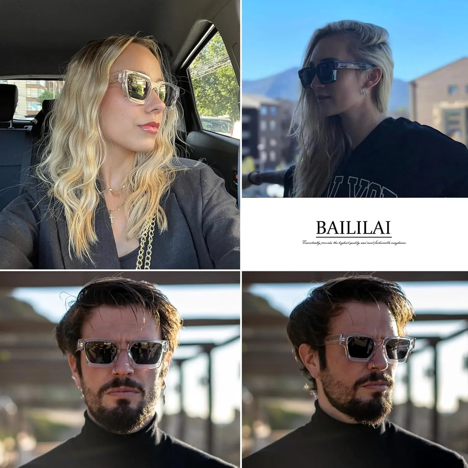 Trendy Polarized Sunglasses for Men Women, UV400 & Shatterproof, Durable Acetate Frame, Anti Glare HD Lens 1439S
