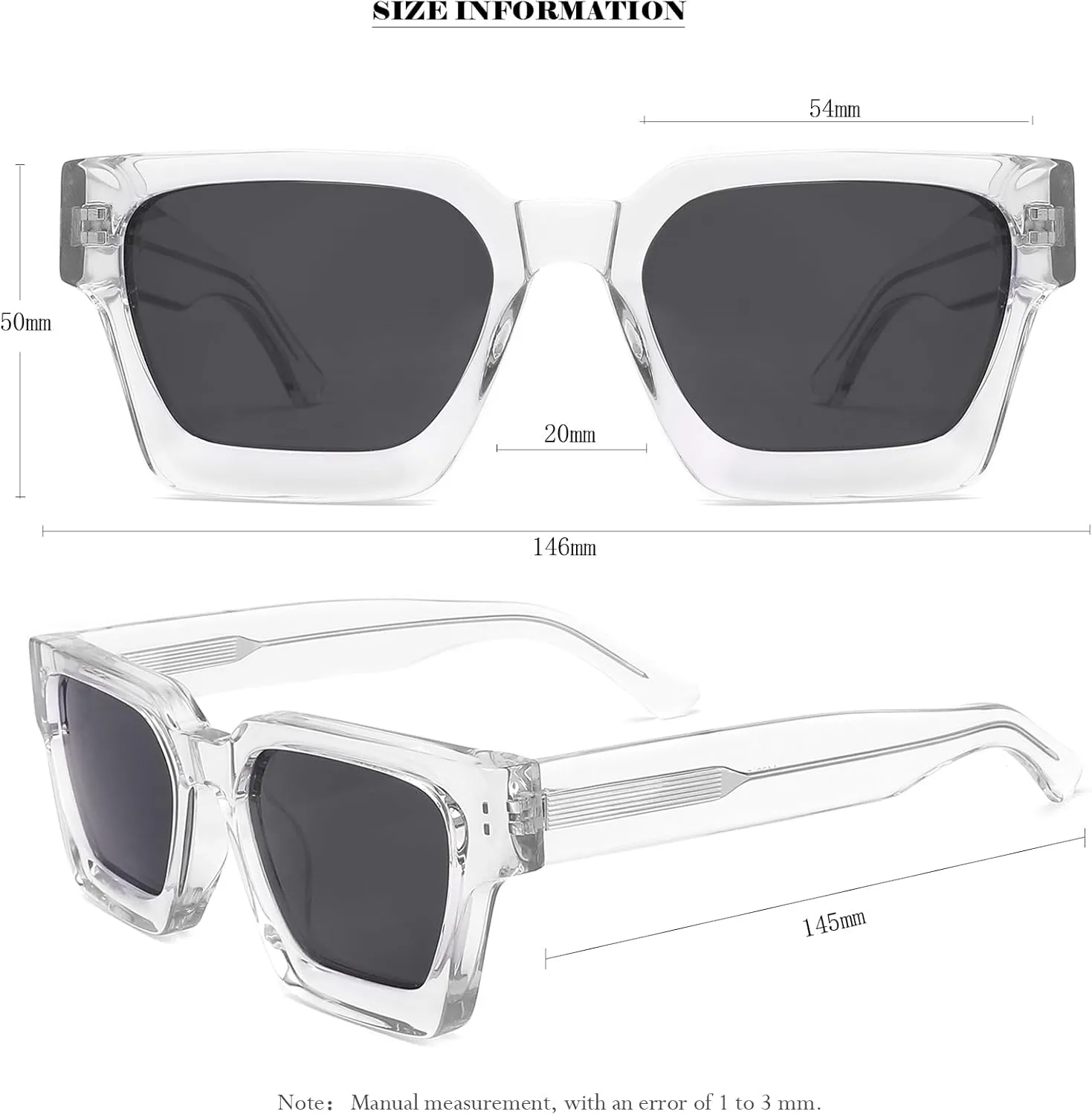 Trendy Polarized Sunglasses for Men Women, UV400 & Shatterproof, Durable Acetate Frame, Anti Glare HD Lens 1439S