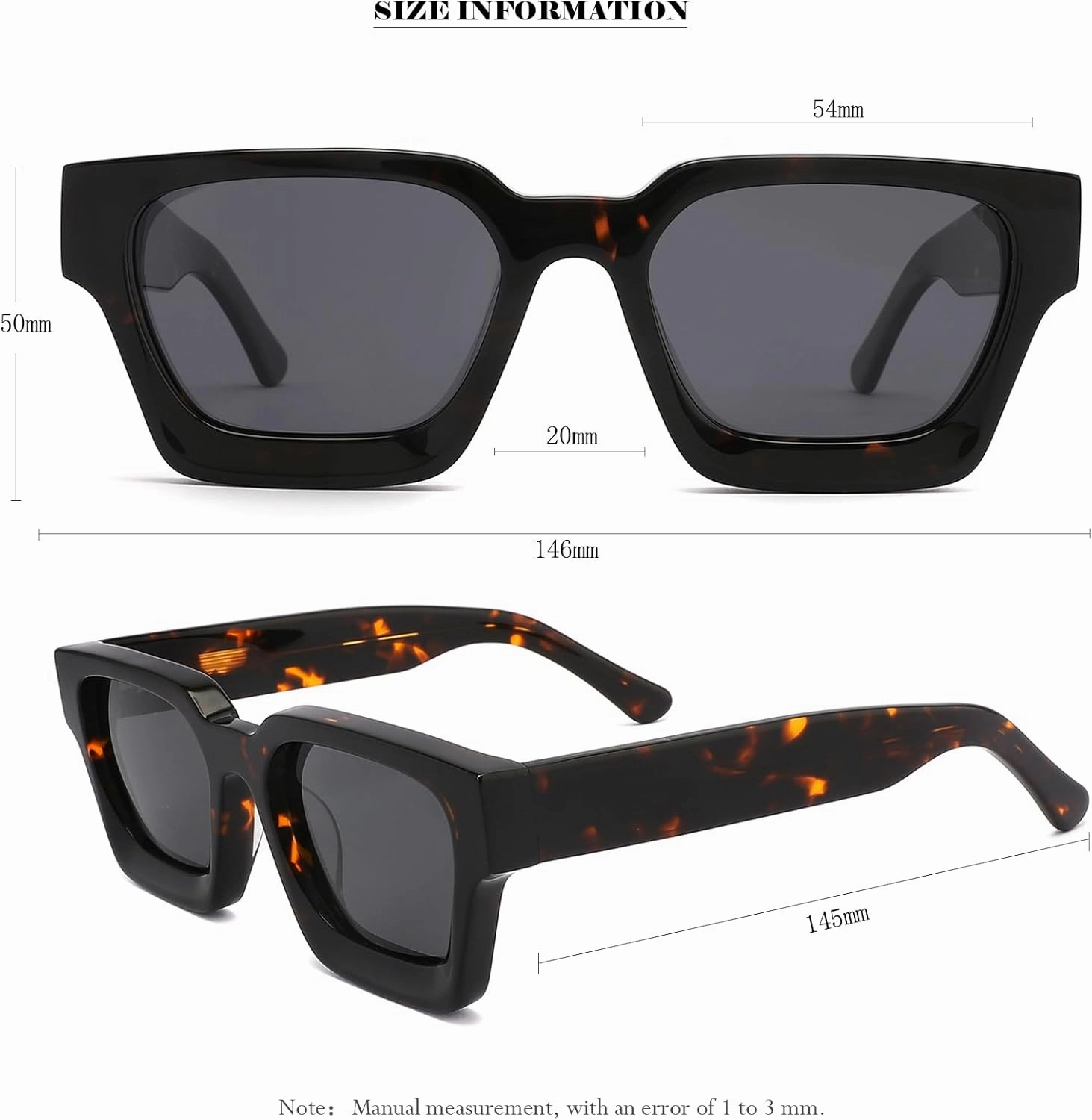Trendy Polarized Sunglasses for Men Women, UV400 & Shatterproof, Durable Acetate Frame, Anti Glare HD Lens 1439S