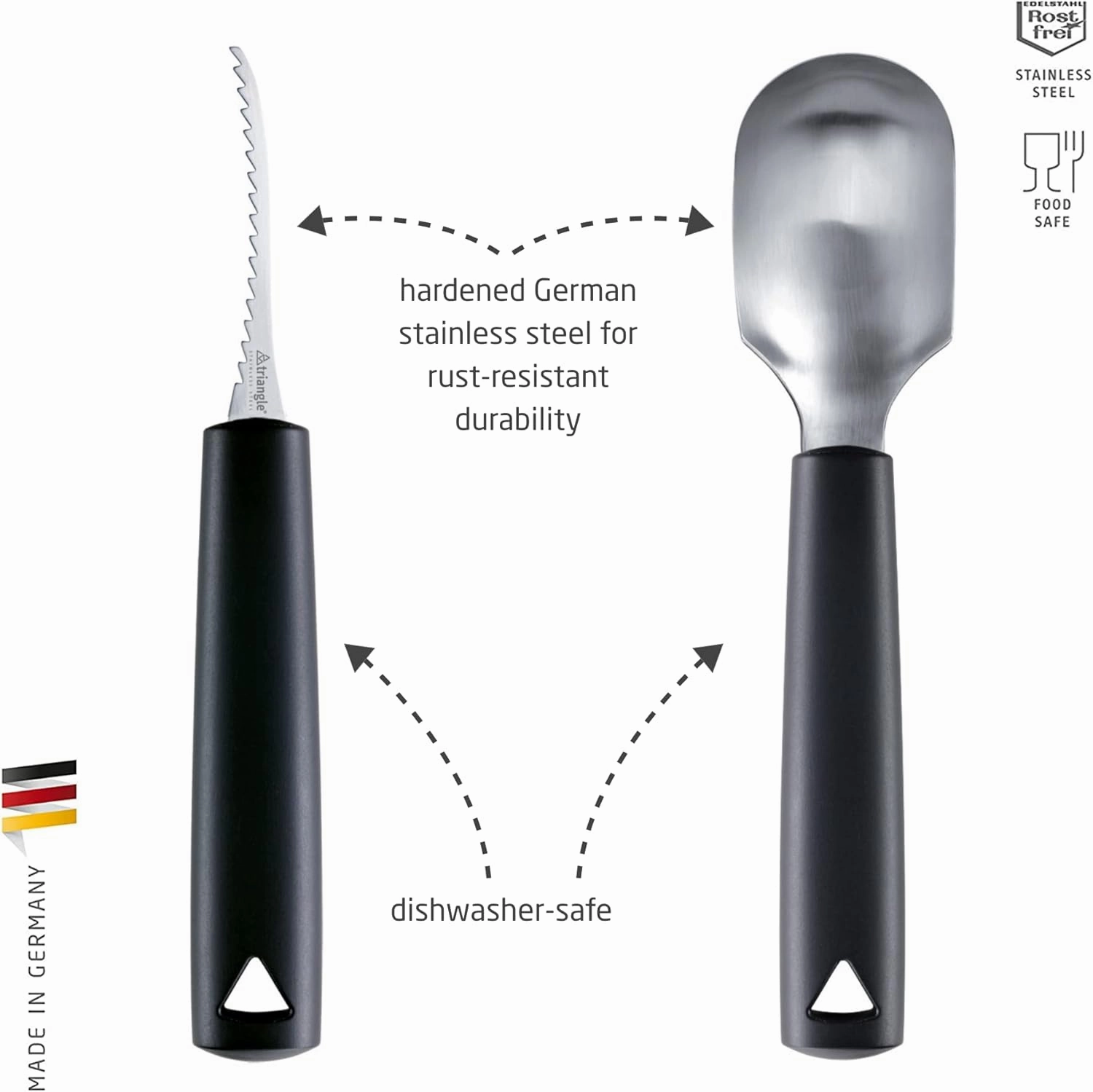 triangle Two-Piece Pumpkin Carving Set - Includes Stainless Steel Carving Saw & Scooper - GreenGrip Handle - Dishwasher Safe - Made in Germany