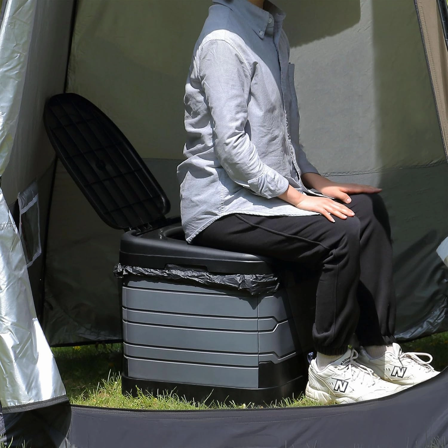 TRIPTIPS Updated Portable Potty for Camping Extra Large Folding Travel Toilet Camping Toilet Portable Toilet for Adults Car Toilet Camp Toilet Outdoor Toilet for Boat/Hiking/Long Trips/Beach