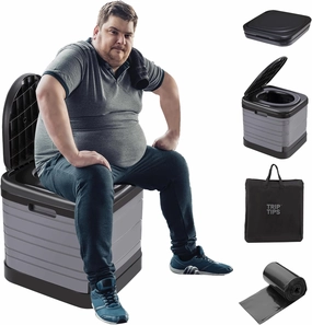 TRIPTIPS Updated Portable Potty for Camping Extra Large Folding Travel Toilet Camping Toilet Portable Toilet for Adults Car Toilet Camp Toilet Outdoor Toilet for Boat/Hiking/Long Trips/Beach