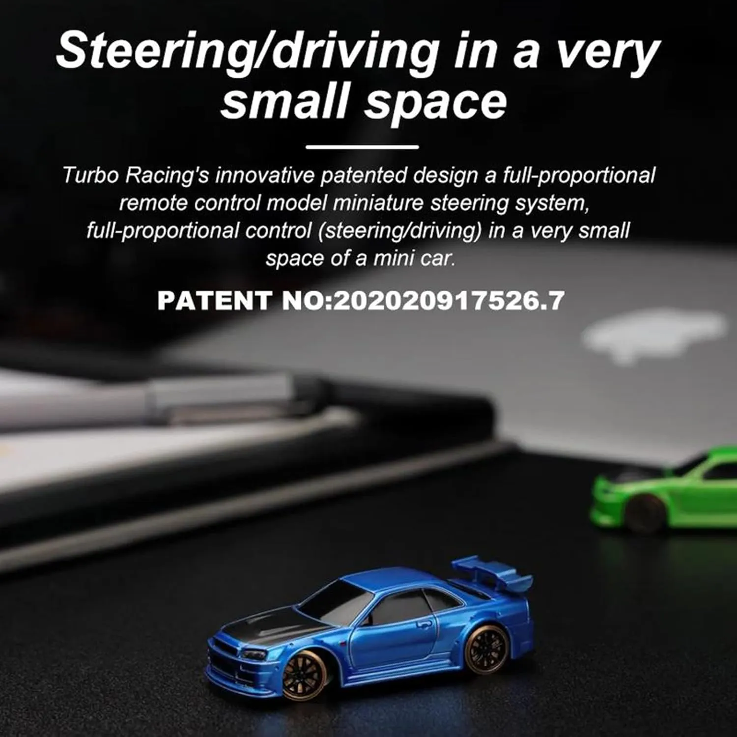 Turbo Racing 1:76 Scale Drift RC Car, Table Racing 2.4GHZ Remote Control Mini Model Car with Gyro Full Proportional RTR for Adults Toys (C64-Green)