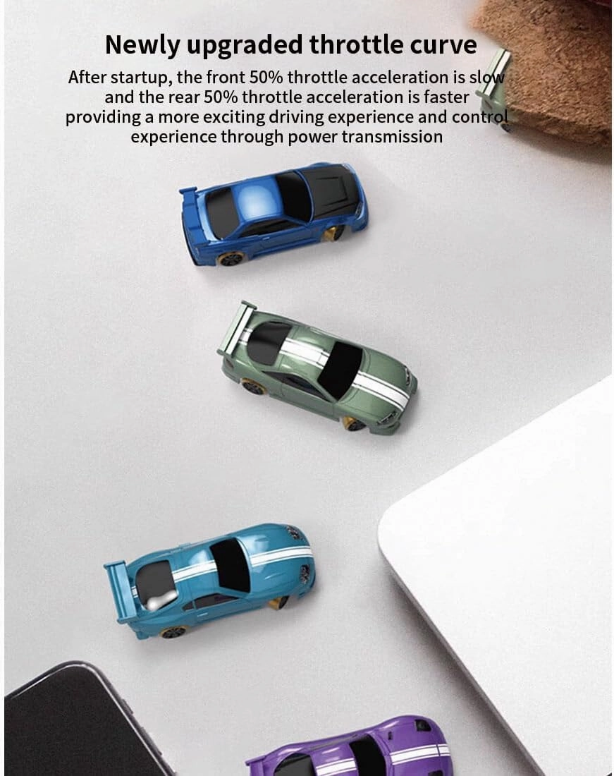 Turbo Racing C62 1/76 Scale Mini RC Drift Cars for Adults, 2.4G 3CH RWD Electric Remote Control Vehicle, Desktop Racing Car Model with High Speed & LED Light