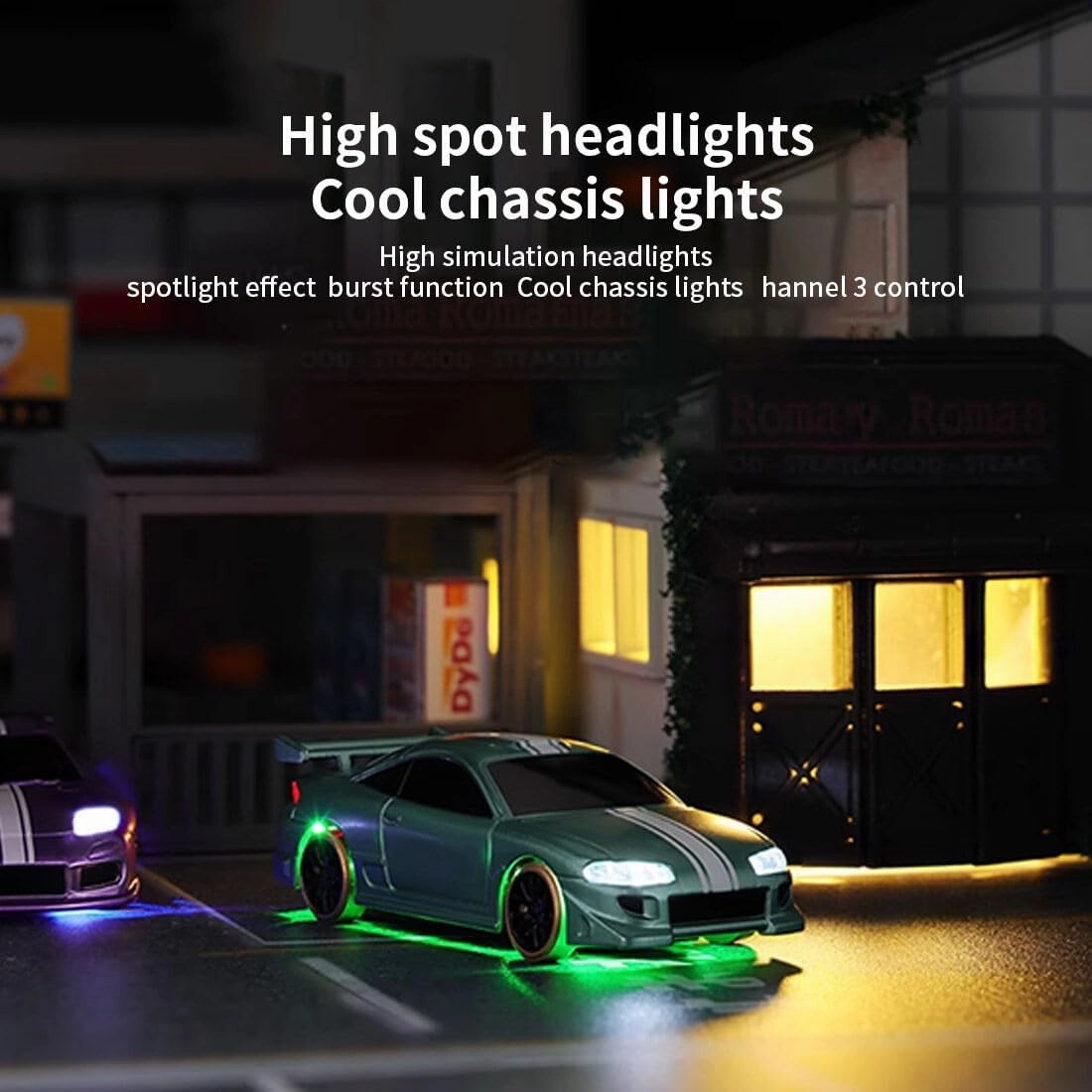 Turbo Racing C62 1/76 Scale Mini RC Drift Cars for Adults, 2.4G 3CH RWD Electric Remote Control Vehicle, Desktop Racing Car Model with High Speed & LED Light
