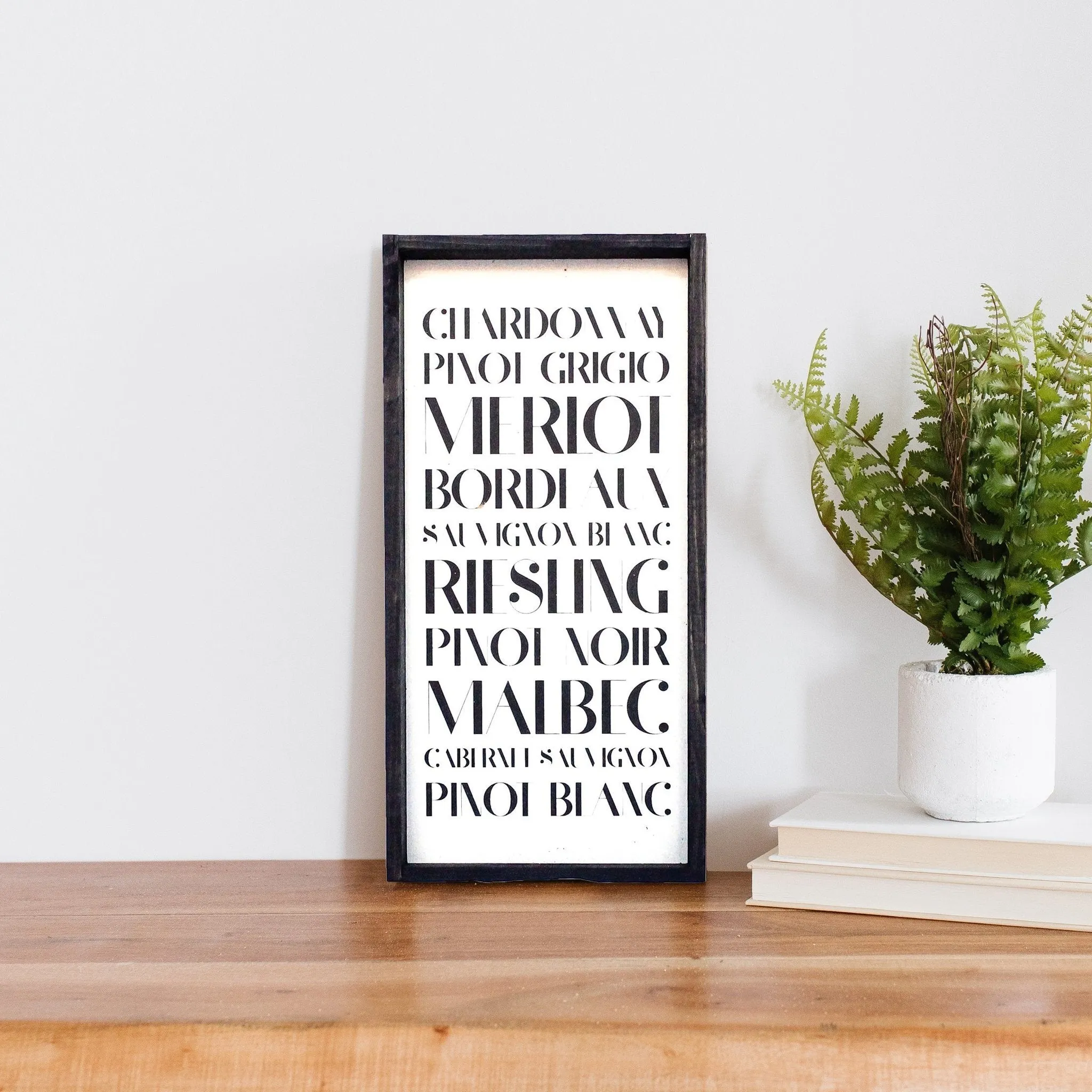 Types of Wine Wood Sign