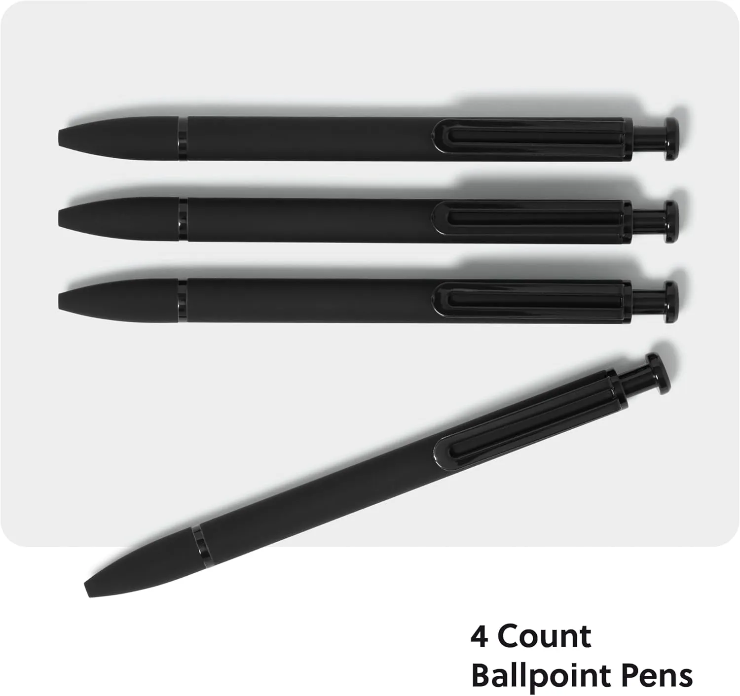 U Brands Midnight Monterey Ballpoint Pens, 4 Count, Black Soft Touch, Painted Black Details, Bold (1.0 mm) Point, Black Ink