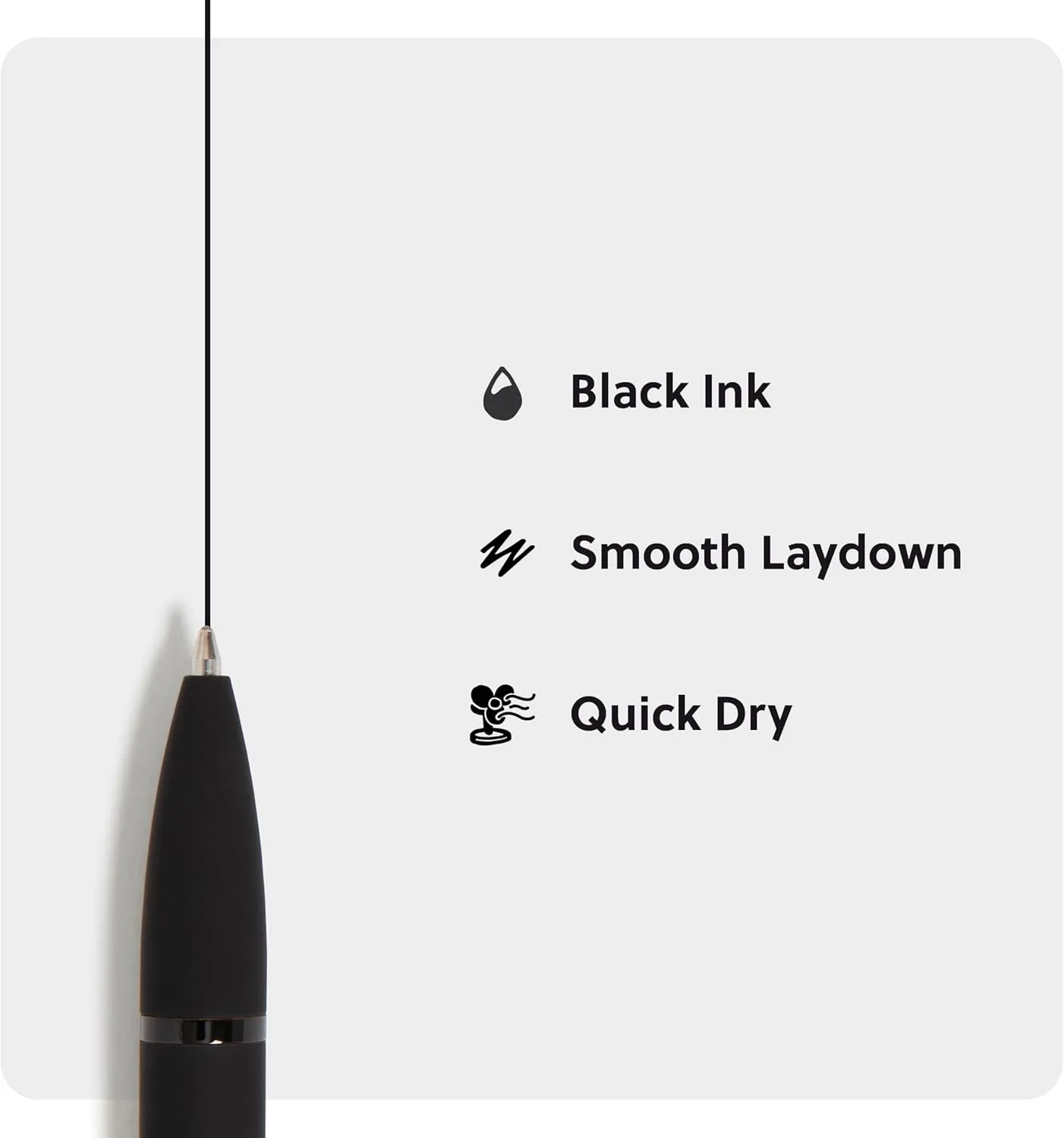 U Brands Midnight Monterey Ballpoint Pens, 4 Count, Black Soft Touch, Painted Black Details, Bold (1.0 mm) Point, Black Ink