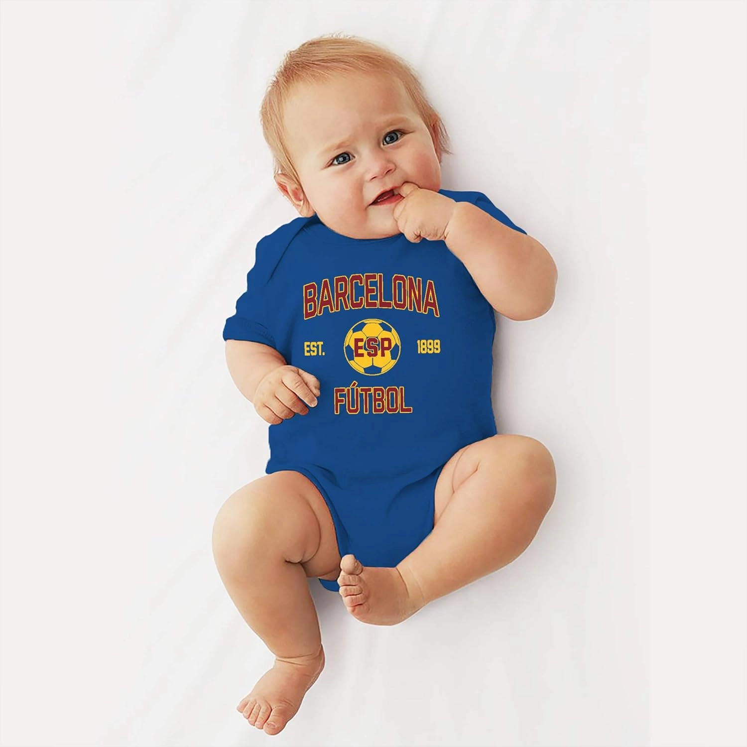 UGP Campus Apparel Barcelona Away Kit World Classic Soccer Football Arch Infant Creeper Bodysuit